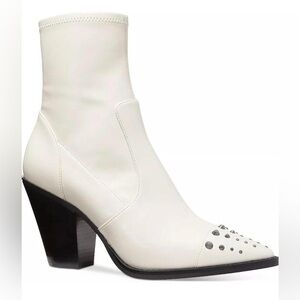 NIB Michael Kors Dover Embellished Pointed Toe Heeled Booties in Light Cream